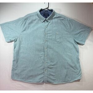 Eventide Mens 3XL Blue/Green Linen Blend Short Sleeve Button Down Shirt